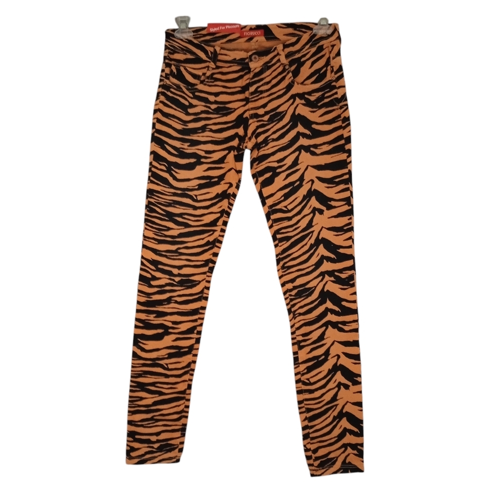 NWT Fiorucci Tiger Print Mid Rise Skinny Jeans